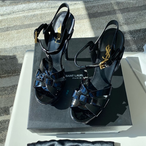 YSL TRIBUTE PLATFORM SANDALS IN PATENT LEATHER US 6 - Picture 5 of 15